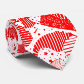 Abstrakte Geometrie in Rot und Weiß Krawatte (Gerollt)