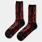 Abstrakte Geometrie in Schwarz, Rot und Weiß Socken (Linkes Detail)