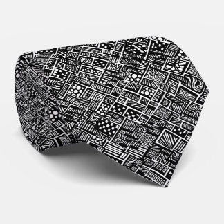 Abstrakte Geometrie in Schwarz und Weiß Krawatte