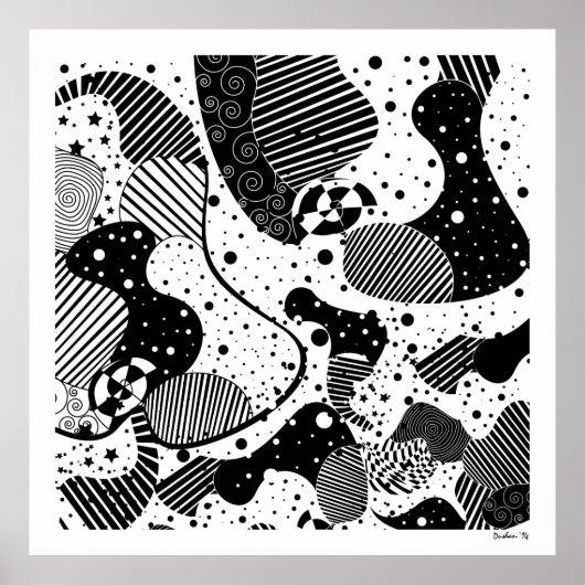 Abstrakte Geometrie in Schwarz und Weiß Poster (Vorne)