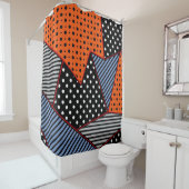 Abstrakte Geometrie: Orange Blue Patter Duschvorhang (Beispiel)