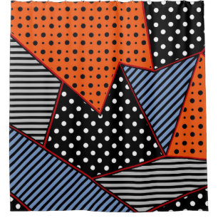 Abstrakte Geometrie: Orange Blue Patter Duschvorhang