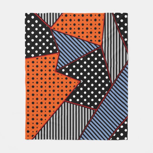 Abstrakte Geometrie: Orange Blue Patter Fleecedecke (Vorderseite)