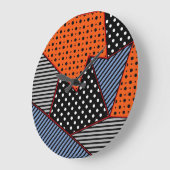 Abstrakte Geometrie: Orange Blue Patter Große Wanduhr (Winkel)