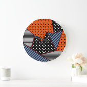 Abstrakte Geometrie: Orange Blue Patter Große Wanduhr (Zuhause)