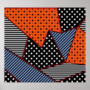 Abstrakte Geometrie: Orange Blue Patter Poster