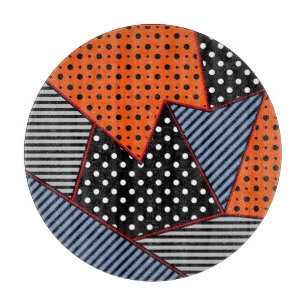 Abstrakte Geometrie: Orange Blue Patter Schneidebrett