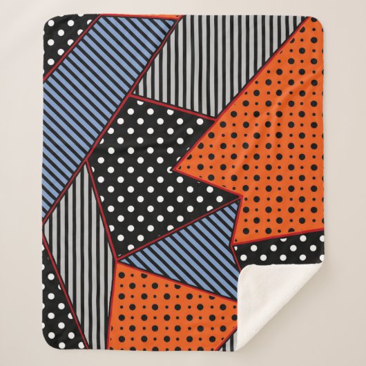 Abstrakte Geometrie: Orange Blue Patter Sherpadecke (Vorderseite)