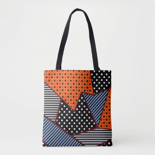 Abstrakte Geometrie: Orange Blue Patter Tasche (Vorderseite)