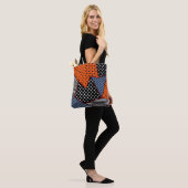 Abstrakte Geometrie: Orange Blue Patter Tasche (Am Model)