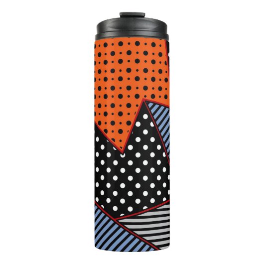 Abstrakte Geometrie: Orange Blue Patter Thermosbecher (Vorderseite)