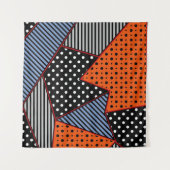 Abstrakte Geometrie: Orange Blue Patter Wandteppich (Vorderseite (Horizontal))
