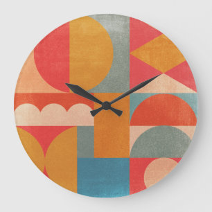 Abstrakte Geometrie: Vintage Papiertextur Große Wanduhr