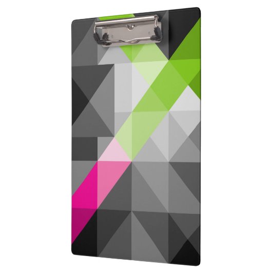 Abstrakte geometrisch elegante, grau-rosa grüne Fa Klemmbrett (Links)