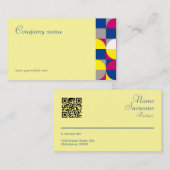Abstrakte geometrisch gelbe Fuchsia QR Business Ca Visitenkarte (Vorne/Hinten)