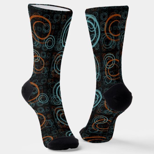 Abstrakte geometrische aquamarine und rostfreie Ge Socken (Gewinkelt)