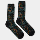 Abstrakte geometrische aquamarine und rostfreie Ge Socken (Rechts)