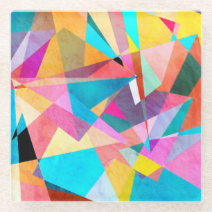 Abstrakte geometrische Aquarellbilder Glasuntersetzer