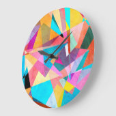 Abstrakte geometrische Aquarellbilder Große Wanduhr (Winkel)