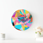 Abstrakte geometrische Aquarellbilder Große Wanduhr (Zuhause)