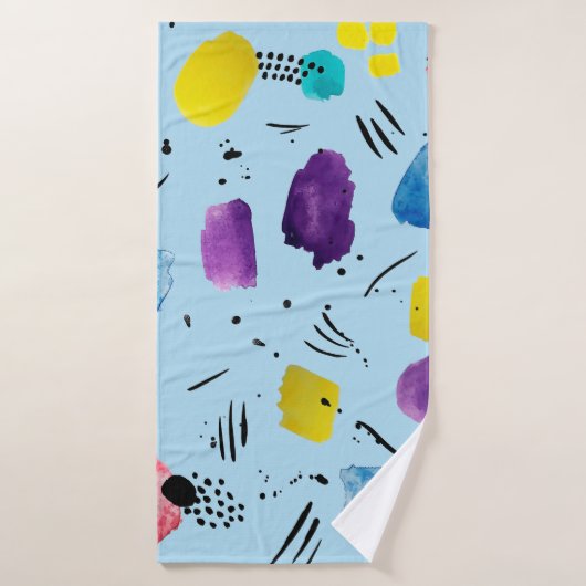 Abstrakte geometrische Aquarellformen mit Farbstif Badehandtuch (Badehandtuch)