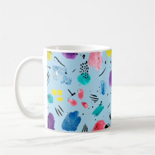 Abstrakte geometrische Aquarellformen mit Farbstif Kaffeetasse