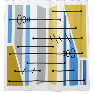 Abstrakte geometrische Art Blue Gold Duschvorhang