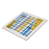 Abstrakte geometrische Art Blue Gold Fliese (Seite)