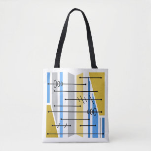 Abstrakte geometrische Art Blue Gold Tasche