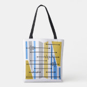 Abstrakte geometrische Art Blue Gold Tasche (Rückseite)