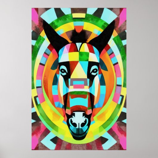 Abstrakte Geometrische Art des Donkey Poster (Vorne)