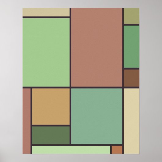Abstrakte geometrische Art erdgetöne im Mondrian-S Poster (Vorne)