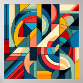 Abstrakte geometrische Art - Farbgitterkomposition Poster (Vorne)