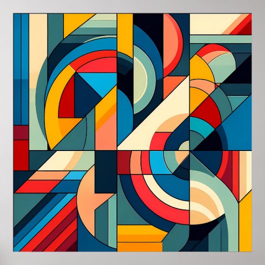 Abstrakte geometrische Art - Farbgitterkomposition Poster (Vorne)