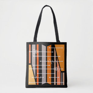 Abstrakte geometrische Art Schwarz Orange Tasche