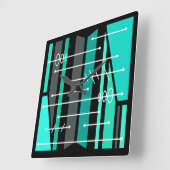 Abstrakte geometrische Art Türkis Quadratische Wanduhr (Winkel)