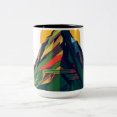 Abstrakte geometrische Berglandschaft Zweifarbige Tasse (Mittel)