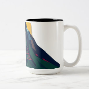 Abstrakte geometrische Berglandschaft Zweifarbige Tasse