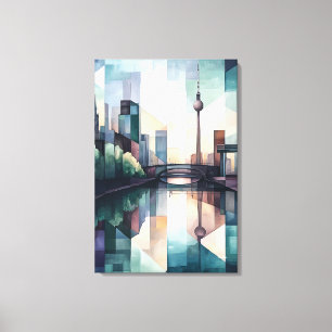 Abstrakte geometrische Berliner Skyline mit Fernse Leinwanddruck
