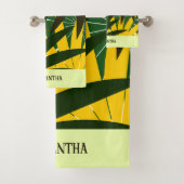 Abstrakte geometrische Blätter für die gelbe Creme Badhandtuch Set (Insitu)