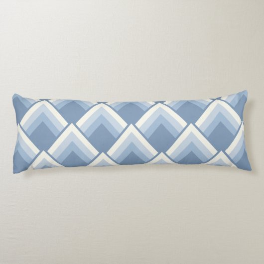 Abstrakte geometrische, blaue und weißliche 2 Karo Seitenschläferkissen (Rückseite)