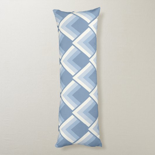 Abstrakte geometrische, blaue und weißliche 2 Karo Seitenschläferkissen (Rückseite (Vertikal))