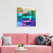 Abstrakte geometrische blaugrüne rosa Zirkel Textu Leinwanddruck (Insitu (Wohnzimmer))