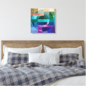 Abstrakte geometrische blaugrüne rosa Zirkel Textu Leinwanddruck (Insitu (Schlafzimmer))