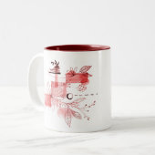 Abstrakte geometrische Blume Blätter Black Burgund Zweifarbige Tasse (Vorderseite Links)
