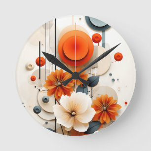 Abstrakte geometrische Blüten Runde Wanduhr