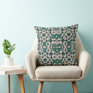 Abstrakte geometrische Emerald-Achsen-Muster 1284 Kissen