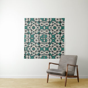 Abstrakte geometrische Emerald-Achsen-Muster 1284 Wandteppich