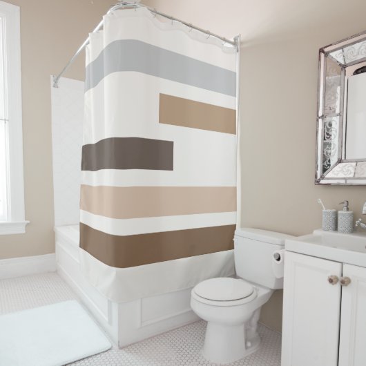 Abstrakte geometrische Erdtöne Streifen Kunstmuste Duschvorhang (Beispiel)