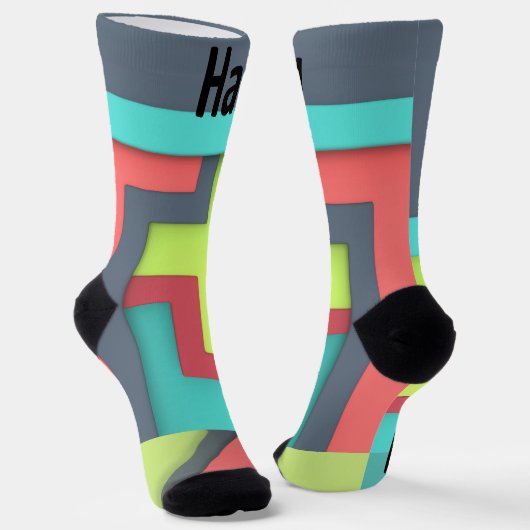 Abstrakte geometrische Farbe personalisiert Socken (Gewinkelt)